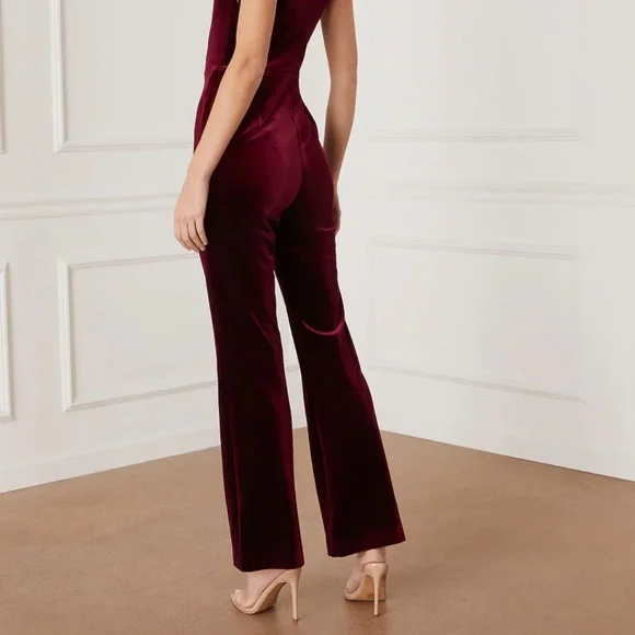 VICI Elegant Burgundy Velvet Jumpsuit - Picture 5 of 7